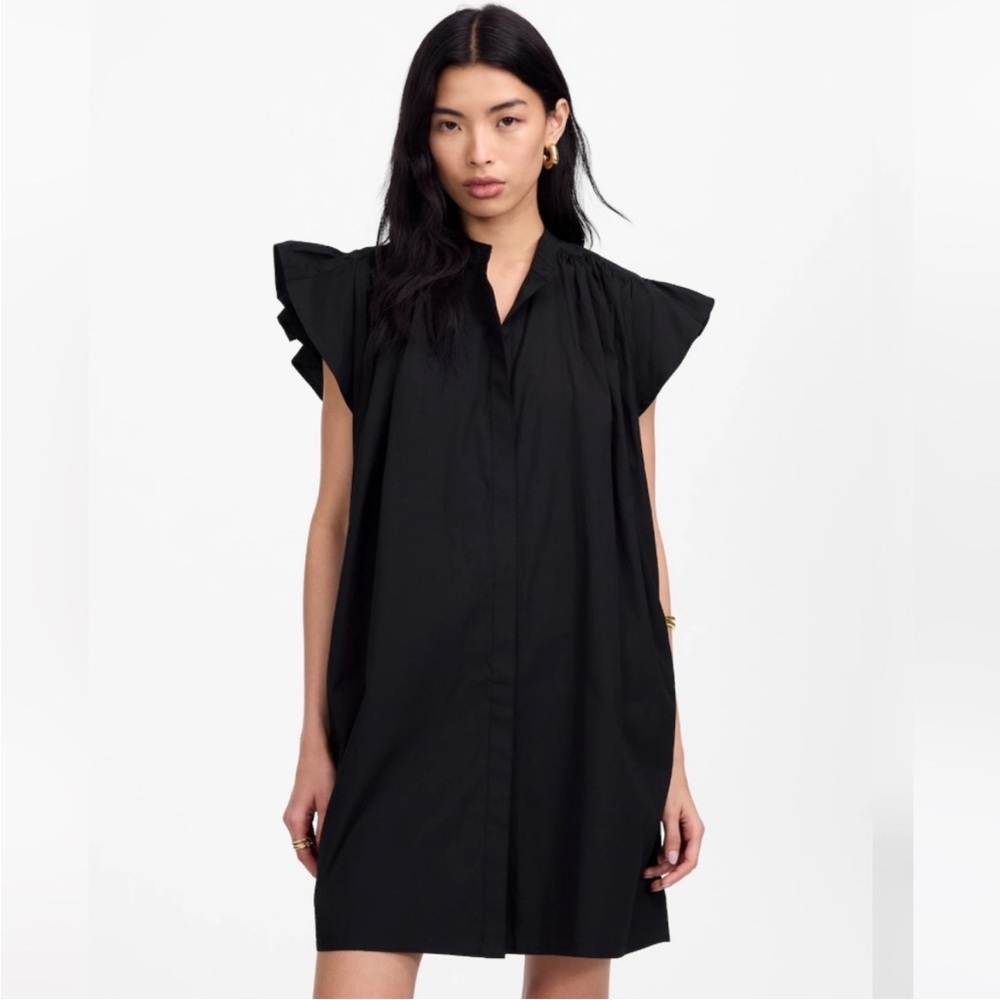 Madewell Dress S Flutter Sleeve Black - Picture 10 of 10